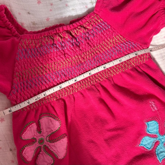 ⭒ 18-24M Little Tikes Pink Embroidered Flower Romper Ruffles Patches Buttons ⭒ - Picture 11 of 14